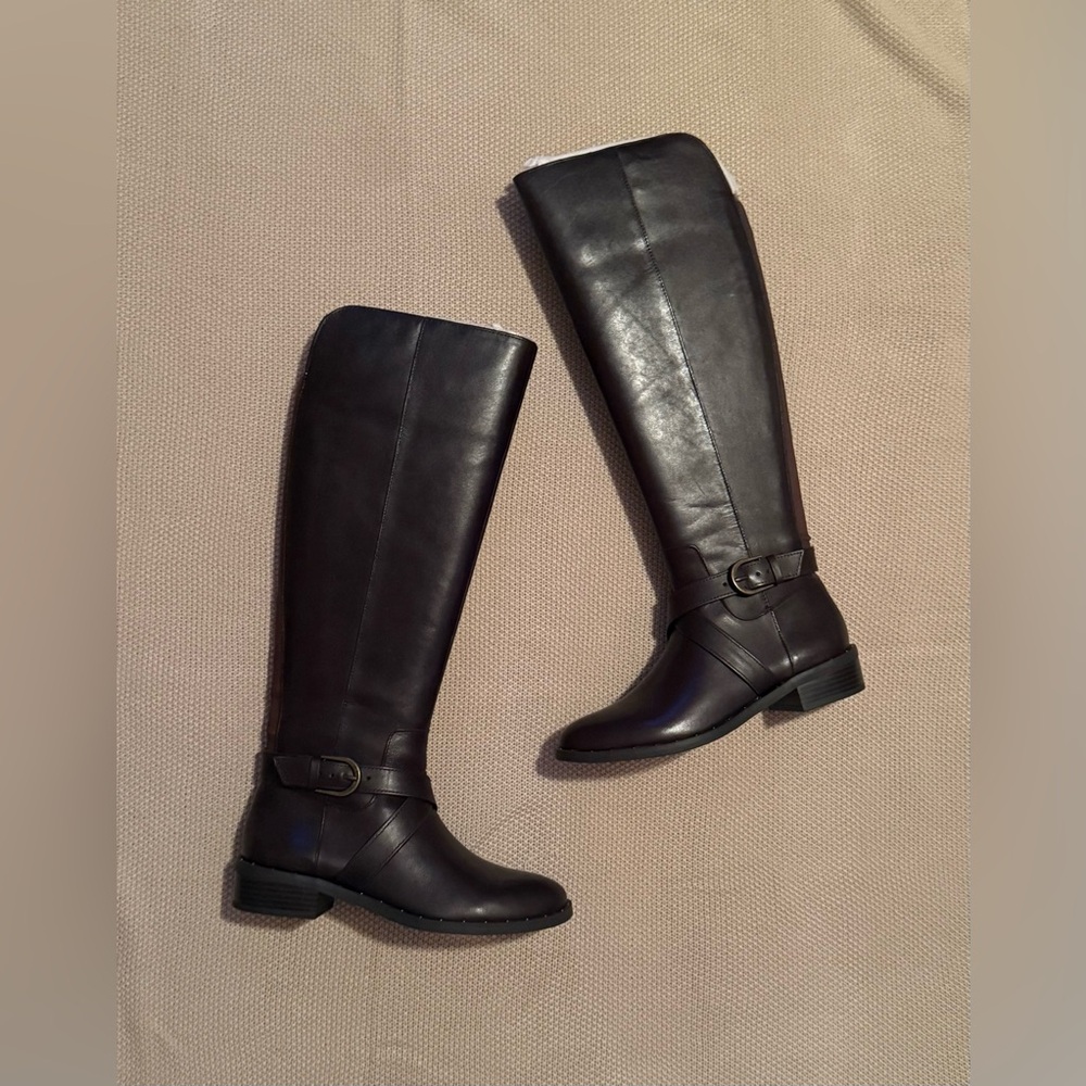 INC Elegant Dark Brown Leather Riding Boots